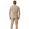 Mens Tracksuits Summer Fashion Cotton Linen Beach Tshirt Shorts Sets Thin Soft Slim Fit Sports Men Clothing Suits for 230715