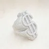 Bant Yüzükleri Buzlu Vermeil VVS Moissanite Ring Bling 925 Gümüş Tamamen Pave Baget Elmas Yüzükler Hip Hop Erkekler Dolar Ring