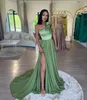 Seksowne zielone sukienki na studniówkę Zszyżki Bezpoślizg kwiatowe sukienki wieczorne Pliste Slit Formal Długie specjalne sukienka na imprezę OCN