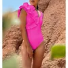 Maillot de bain femme maillot de bain fille style coréen bikini une pièce 2023 femmes sexy costume dames couleur pure irrégulière plage bain impression polyester