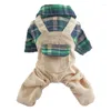 Abbigliamento per cani Pantaloni di velluto a coste Tuta scozzese per cani Simpatico piccolo animale con camicia Autunno Inverno Chihuahua Shih Tzu PugsSuit Abbigliamento per animali domestici