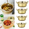 Bowls Golden Korean Noodle Pot With Cover Double Handle For Cook Instant Noodles And Ramen Over Quick Heating