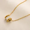 Rostfritt stål smycken diamantkedja ny klassisk design dubbel loop charms hänge kärlek halsband för kvinnor flickor 316l titanium stål bröllop krage collier