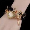 Strass papillon Wrap Bracelet Quartz analogique montre-bracelet pour femme couleur rouge dame montre mode