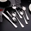 Dinnerware Sets Stainless Steel Cutlery Set Steak Knife Fork Spoon Gold Tableware Dishes Settings And