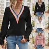 Blouses pour femmes bureau dame col en V plissé haut à manches bulle 2023 printemps automne couleur unie décontracté longues chemises mode Camisas en vrac