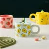 Tassen Kreative Fruchtform Becher mit Deckel Große Kapazität Trinkbecher Home Office Keramik Frühstück Milch Wasser Saft Paar Geschenk