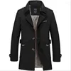 Men's Trench Coats Arrival Men Autumn Winter Long Windbreaker Coat Large Cotton Jacket Casual Single Breasted Plus Size M L XL 2XL 3XL 4XL