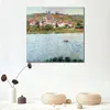 Arte su tela impressionista Vetheuil Effetto mattutino Claude Monet Dipinto ad olio Paesaggio fatto a mano Arredamento moderno della camera da letto