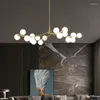 Lustres nórdicos lustre led galhos de árvores bolas de vidro penduradas para sala de estar jantar quarto decoração iluminação interna