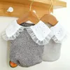 Dog Apparel Autumn Winter Clothes Soft Puppy Warm Pullover Sweater Outfits Cute Lace Pet Sweatshirt Clothing Suit For Small Medium Dogs