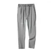 Herenbroek Heren Ijs Zijde Lange Effen Kleur Trekkoord Zomer Dunne Sneldrogende Casual Rechte Broek Bodems Cool Sweatpant Streetwear