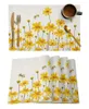 Bordduk Vattenfärgad gula blommor bin Runt dukduk Party Kitchen Dinner Cover Holiday Decor Waterproof Trabents