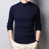 Men's Sweaters MRMT 2023 Brand Korean Striped Wild Half High Neck Long Sleeve Sweater Middle Knitted Bottoming Shirt