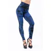 Leggings femme taille haute Faux Jean Slim élastique sans couture grande taille Skinny crayon pantalon femme poche entraînement course