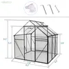 6x6ft Greenhouse Outdoor Patio Plant room Aluminum Hobby Walk-in PC sun board Greenhouse with 2 Windows Base and Sliding Door for Garden Backyard