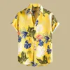 Camisas casuais masculinas Workout T Men Cardigã manga curta Beach Flower Shirt Gola alta Macacão N