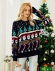 Camisolas Femininas Femininas Outono Inverno Suéter com Decote em O Suéter Europeu Americano Árvore de Natal Pulôver Manga Longa Boneco de Neve Malha Grossa