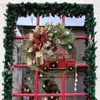 Flores decorativas Corona de puerta de Navidad 30CM Frente en forma de gallo para decoración Adornos de pared hechos a mano de temporada
