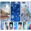 För Huawei Honor 7x Case Soft TPU Silicon Back Phone Cover på 7x Coque Bumper Fundas Marble Snow Flake Winter Christmas