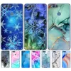 För Huawei Honor 7x Case Soft TPU Silicon Back Phone Cover på 7x Coque Bumper Fundas Marble Snow Flake Winter Christmas