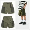 Men's Shorts Summer Japanese Cargo Men Big Pocket Elastic Waist Loose Functional Hit Color Hip-Hop Five-point Pants Male