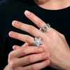 Anéis de banda dropshipping fino hip hop jóias geladas 925 prata esterlina vvs moissanite diamante estrela anel para homens mulheres