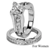 Anhänger Halsketten Luxus Mode Diamant Glänzend Drei-stück Vorschlag Ringe Für Frau Männer Hochzeit Ringe Paar Set