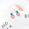 Kolczyki stadnonerowe Strawberry Stone Blue Star w kolczykach dla kobiet dziewczyna dama grzywna biżuteria prezent s925 srebrny cyrkon