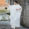 Casual Dresses Loose Retro Dress Women 2023 Summer Autumn O-Neck Long-sleeved Zen Dance Yoga Meditation Practice Robe