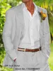 Men S Polos Four Seasons Linen Suits 2 Pieces Coat Set Groom Elegant Tuxedos Manlig modedräkt Homme Wedding Jacket Pants 230715