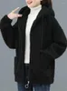 Kvinnors päls vinterjackor kvinnor lambwool kappa solid avslappnad varma cardigan hoodies mode blixtlås koreanska outwear