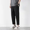 Pantalones cortos para hombre, pantalones cortos de verano, finos, informales, deportivos, rectos, de Color sólido, tendencia de moda holgada