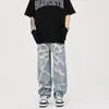 Men's Jeans Water Ripple Holes Do Old Straight And Women's Hip-hop National Tide Loose Street Trousers