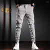 Erkek kot pantolon yüksek kaliteli sokak kıyafeti hip hop joggers pantolon ly tasarımcı moda erkekler ince fit eklenmiş gündelik kargo pantolon