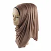 Schals H1197 Hochwertiger, glitzernder Baumwolljersey, muslimischer langer Schal, weicher Damen-Hijab-Kopfwickel, verschiedene Farben