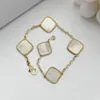 Bransoletka designerska cztery liście koniczyka złota bransoletki łańcuch bransoletki
