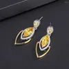 Boucles d'oreilles pendantes Vinregem Marquise coupe poire Lab créé émeraude rubis Citrine pierre précieuse Sona diamant bijoux pour femmes en gros