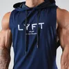 Camisetas sin mangas para hombre, camiseta de entrenamiento con capucha para culturismo, camiseta sin mangas con corte muscular, sudaderas con capucha para gimnasio 230715