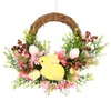 Guirnalda de flores decorativas de Pascua con ventana de huevos de colores para la decoración del hogar de la boda del jardín de la puerta delantera de vacaciones