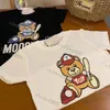 Kids Summer T-shirts Designer Tees Boys Girls Fashion Bear Letters Mosaic Printed Tops Children Casual Trendy Tshirts more Colors Luxury tops high quality 2023