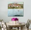 Arte su tela impressionista Vetheuil Effetto mattutino Claude Monet Dipinto ad olio Paesaggio fatto a mano Arredamento moderno della camera da letto