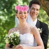 Dekorative Blumen Rose Krone Stirnband Künstliche Blume Strand Kopfschmuck Haarkranz Blumen Halo Hochzeit Party Rosig