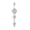 New Fashion Belly Button Rings for Women Sexy Piercing Navel Nail Body Jewelry Flower Pendant Crystal Girls Body Jewelry