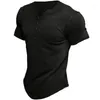 Men's T Shirts Summer European And American Henley Shirt Short Sleeve Solid T-shirt Top