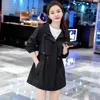 Women's Trench Coats 2023 Spring Autumn Mid-length Coat Women Hooded Windbreaker Lady Khaki Blue Black Loose Outerwear Casual Top Overcoat