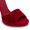 Летняя роскошная женщина Margot Red Velvet Sandal Shoes Renecaovilla Crystal Strappy Arps вокруг каблуки лодыжки.