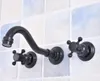 Rubinetti per lavabo da bagno Bronzo lucidato a olio nero Vasca a parete diffusa 3 fori Doppi manici Rubinetto per lavabo da cucina Rubinetto Asf500