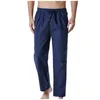 Men's Pants Summer Casual Fashion Cotton Linen Solid Color Trousers Home Lightweight Breathable Trendy Yoga Sports Jogger