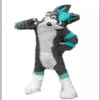 Fursuit Long-Haired Wood Gray Wolf Husky Mascot Costume Halloween Christmas Fancy Party Dress Cartoon Character Suit Carnival Unis269l